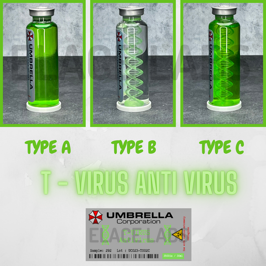 ELACE Fiole Virus 02 T Virus Anti Virus Resident Evil Représentation d'un Virus pour Utilisation Fan Art Cosplay Collection