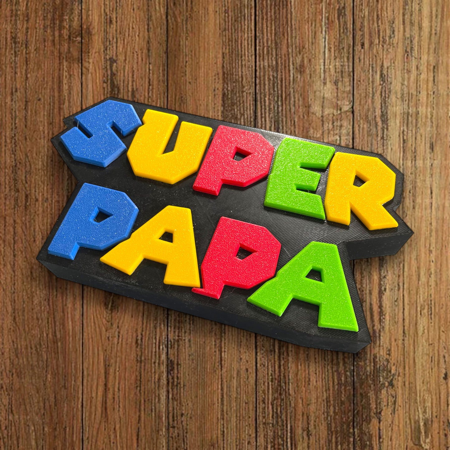🦖 Plaque Murale 3D Super Papa dim 20x10cm - Style Mario - Logo Geek & Pop Culture