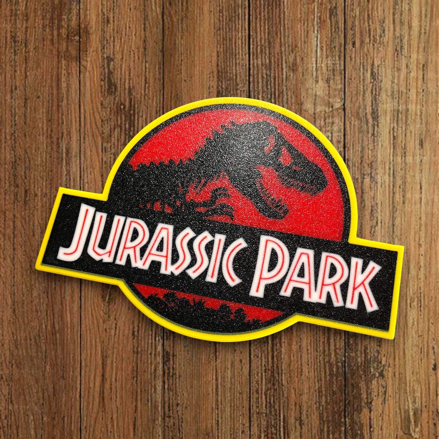 🦖 Plaque Murale 3D Jurassic Park dim 20x15cm - Logo Geek & Pop Culture