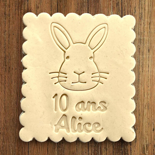 Emporte-pièce Animal Lapin à personnaliser dim 7x6.5cm - biscuits sablés pâte à modeler-Décoration gâteau-Fait maison-France 3D