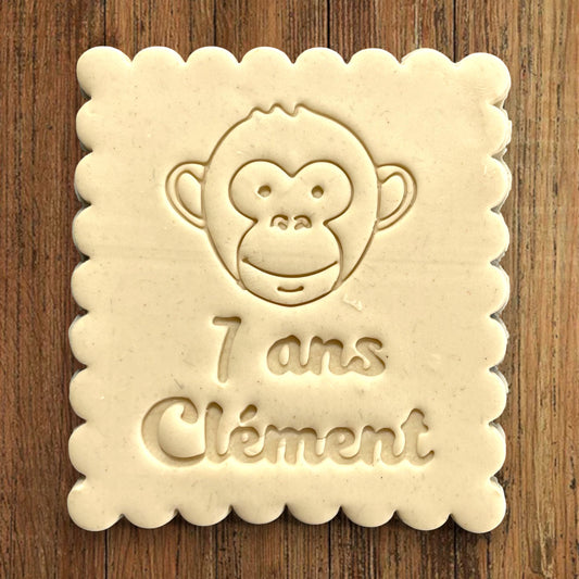 Emporte-pièce Animal Singe à personnaliser dim 7x6.5cm - biscuits sablés pâte à modeler-Décoration gâteau-Fait maison-France 3D