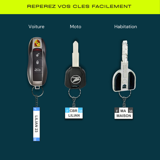 Porte clé à personnaliser forme plaque immatriculation 4 styles différents fait maison