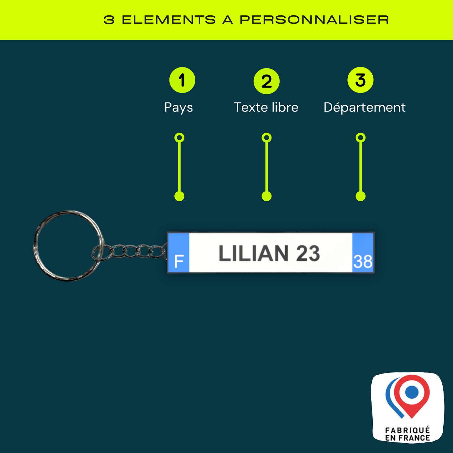 Porte clé à personnaliser forme plaque immatriculation 4 styles différents fait maison