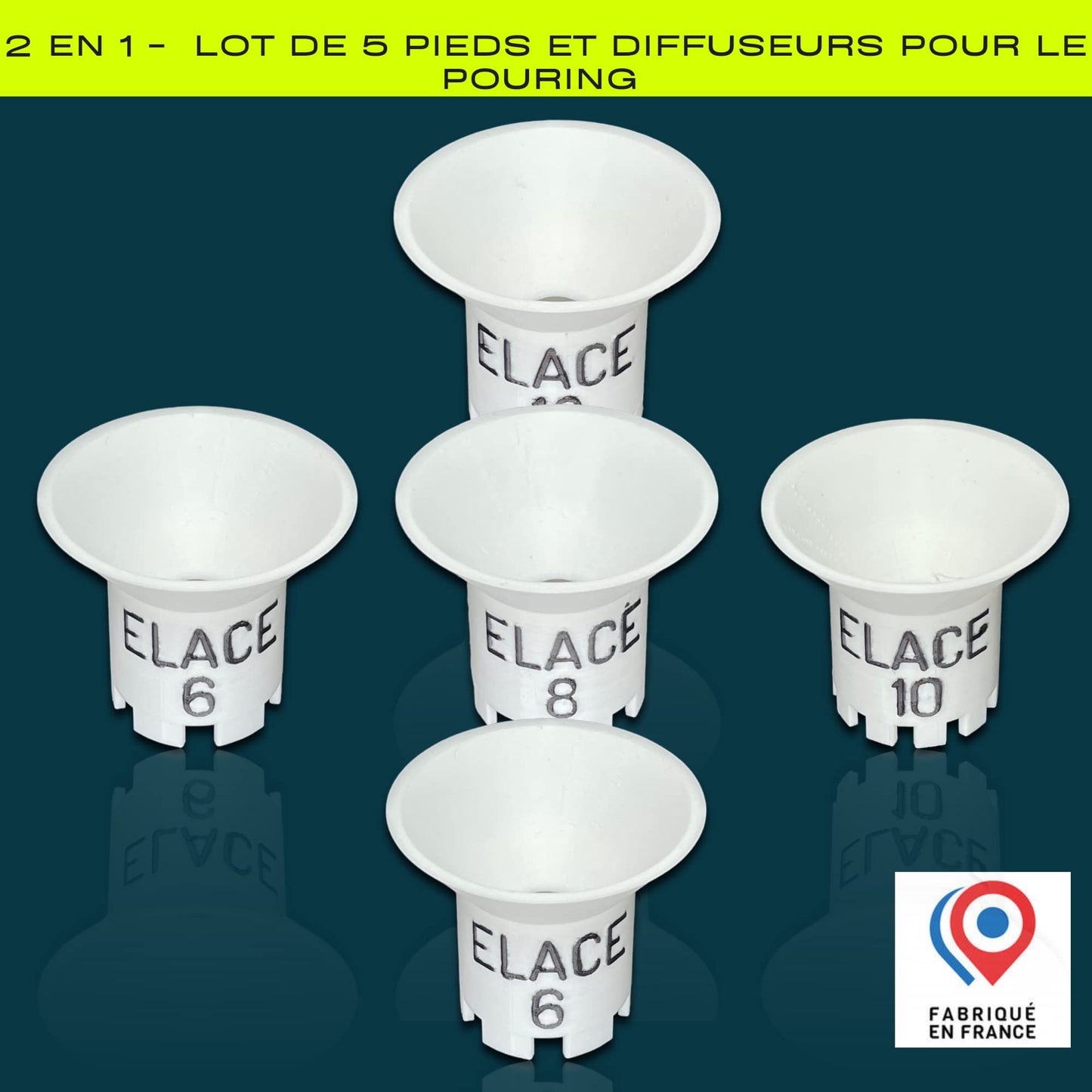 ELACE Lot de 5 pieds diffuseur pour toile peinture 2 en 1 Ht 5 cm - 2 inches acrylique liquide fluide,acrylique pouring pour coulée