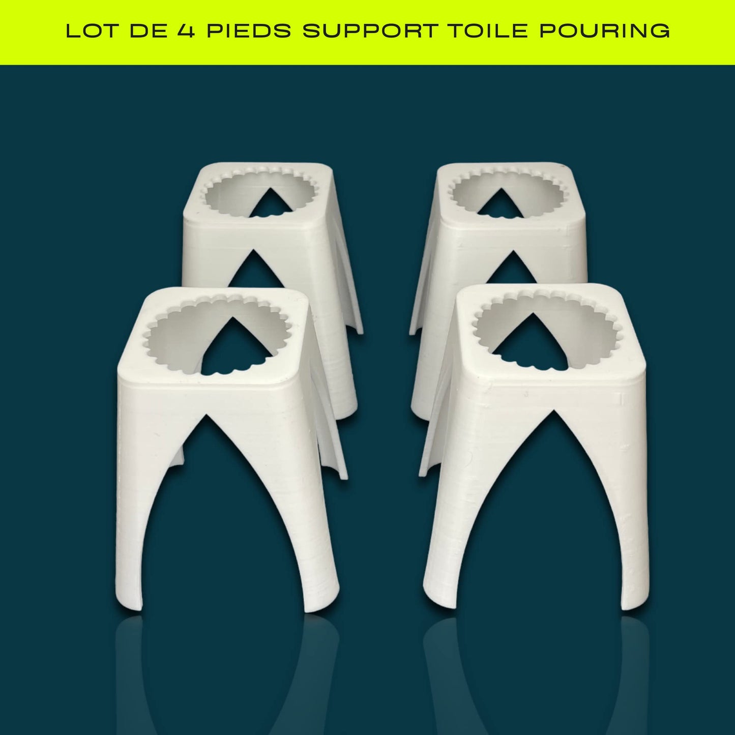 ELACE Lot de 4 pieds pour toile peinture acrylique Ht grand modèle 8 cm - 3 inches liquide fluide, acrylique pouring ou coulée