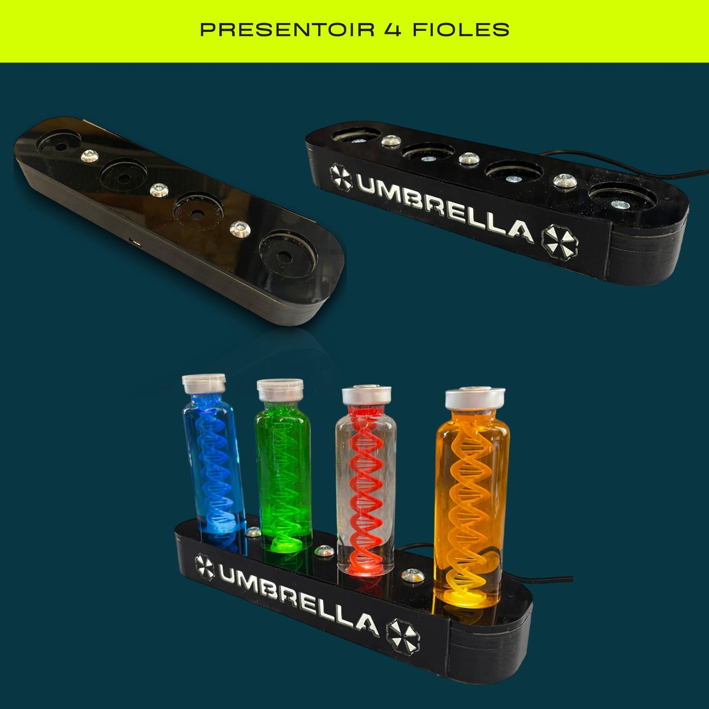 ELACE Présentoir pour fiole avec rétro éclairage LED du Logo Représentation d'un Virus pour Utilisation Fan Art Cosplay Collection