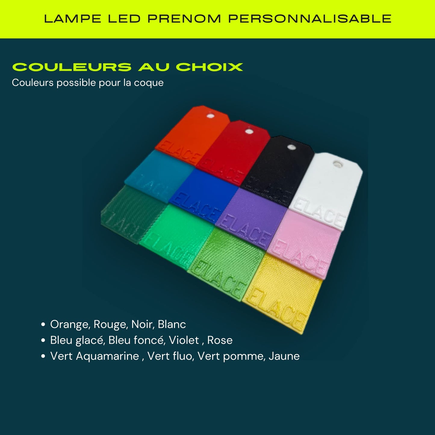 ELACE Lampe LED Prénom personnalisée Ht lettre 9 cm Design Décoration à offrir lampe avec prénom de votre choix