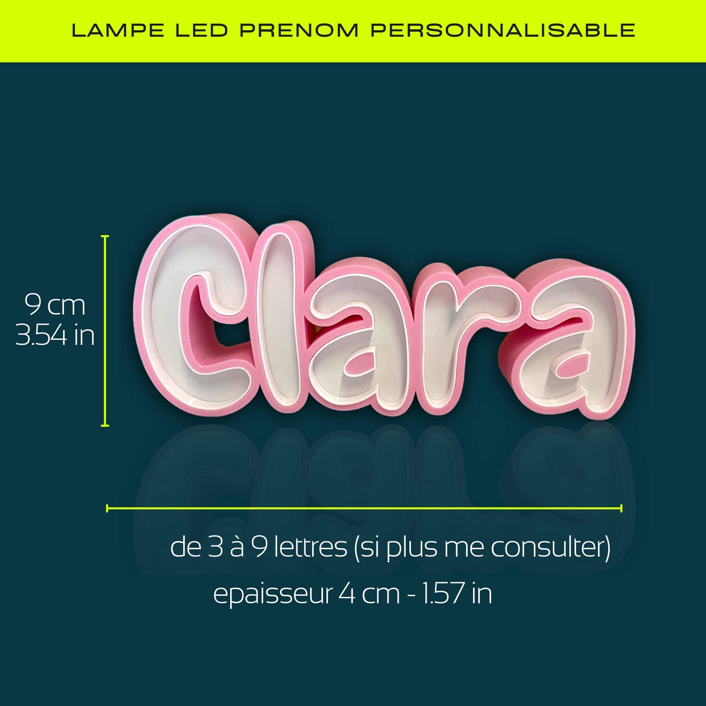 ELACE Lampe LED Prénom personnalisée Ht lettre 9 cm Design Décoration à offrir lampe avec prénom de votre choix