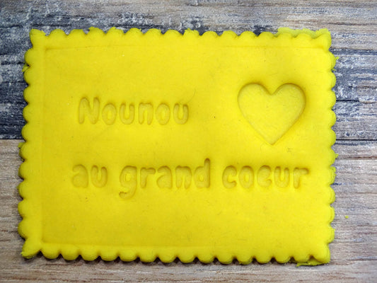 Emporte-pièce message Nounou au grand coeur Patisserie, sablé, biscuit, pate à sucre, pate à modeler-Décoration gateau-Fait maison ELACE