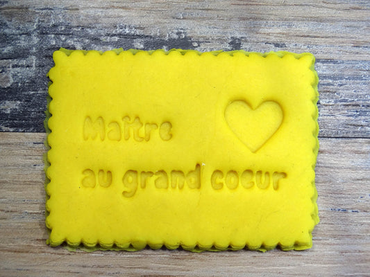 Emporte-pièce message Maitre au grand coeur Patisserie, sablé, biscuit, pate à sucre, pate à modeler-Décoration gateau-Fait maison ELACE