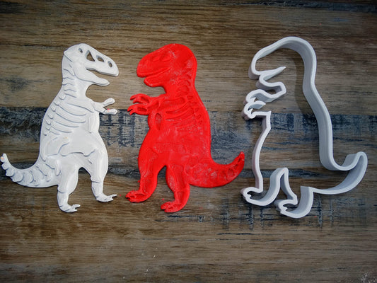 Emporte-pièce et Tampon Dinosaure Tyranosaure Trex Squellette Patisserie, sablé, biscuit, pate à sucre, pate à modeler-Décoration