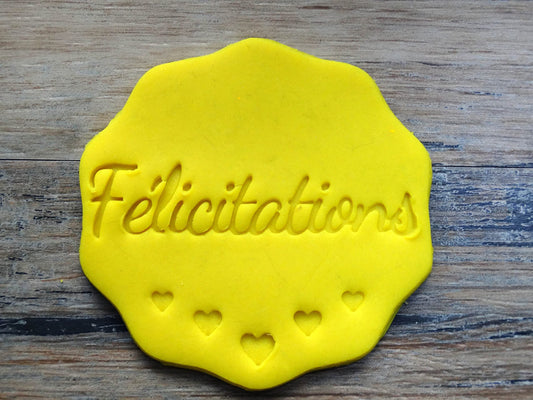 Emporte-pièce Elegant Féliciations message Patisserie, sablé, biscuit, pate à sucre, pate à modeler-Décoration gateau-Fait maison-