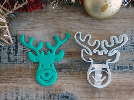 ELACE - Emporte-pièce Noël - Rennes visage tête - Patisserie, sablé, biscuit, pâte à sucre, pâte à modeler-Décoration gâteau-France 3D