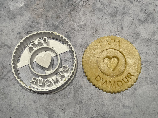 Emporte-pièce - Forme rond Papa d'amour - fêtes des mères pâte à sucre, pâte à modeler-Décoration gâteau-Fait maison-France 3D