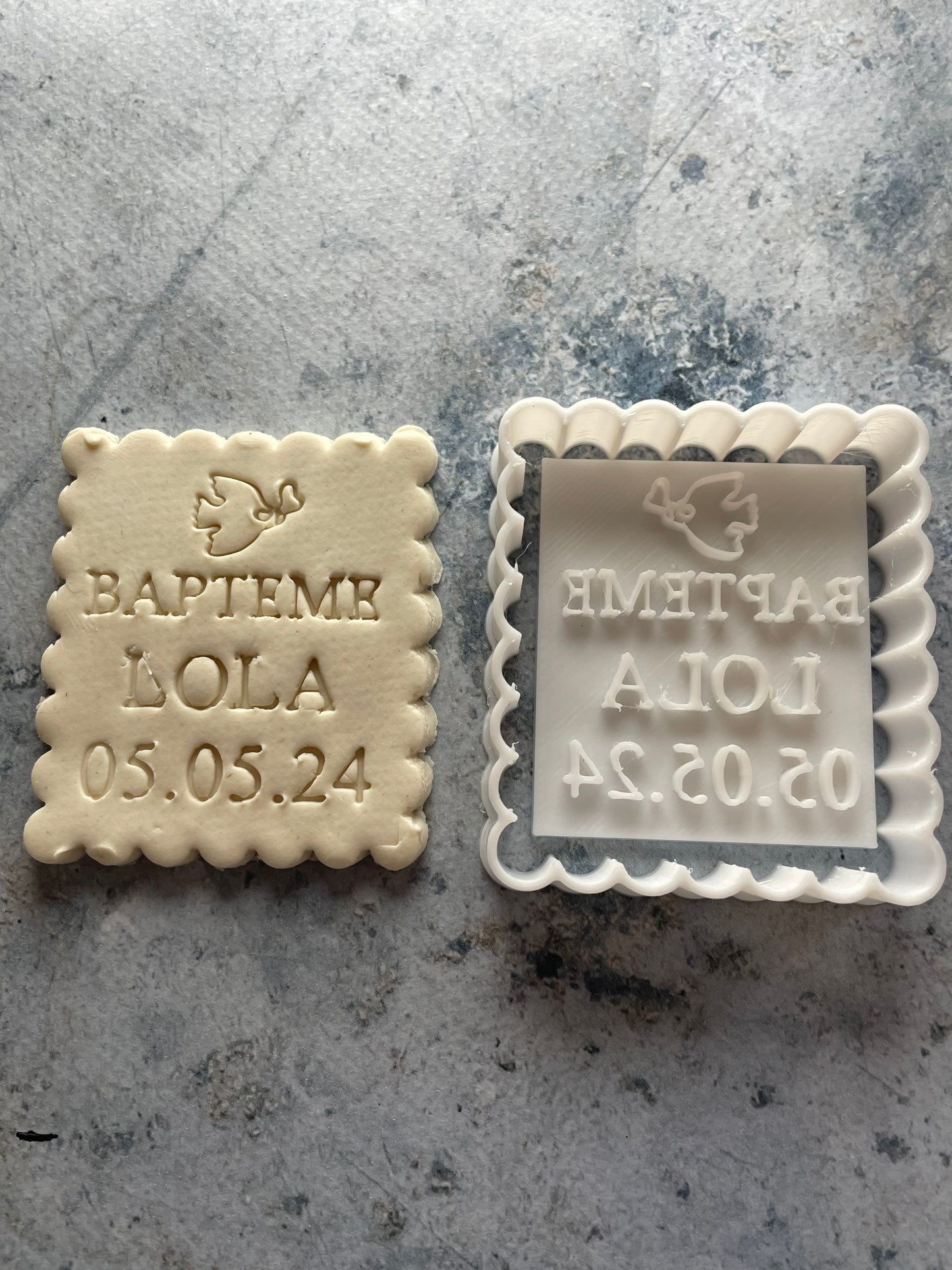 Emporte-pièce - Bapteme à personnaliser - pâte à sucre, pâte à modeler-Décoration gâteau-Fait maison-France 3D