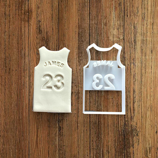 Emporte-pièce maillot basket dos NBA à personnaliser - pâte à sucre, pâte à modeler-Décoration gâteau-Fait maison-France 3D