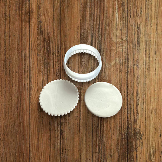 Emporte-pièce double lisse cannelé diam 70mm - pâte à sucre, pâte à modeler-Décoration gâteau-Fait maison-France 3D