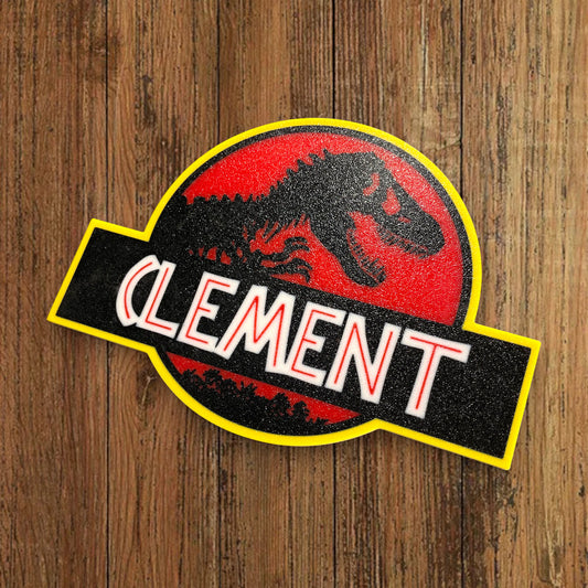 🎁 Plaque Murale 3D Style Jurassic Park à personnaliser dim 20x15cm - Style Mario - Logo Geek & Pop Culture