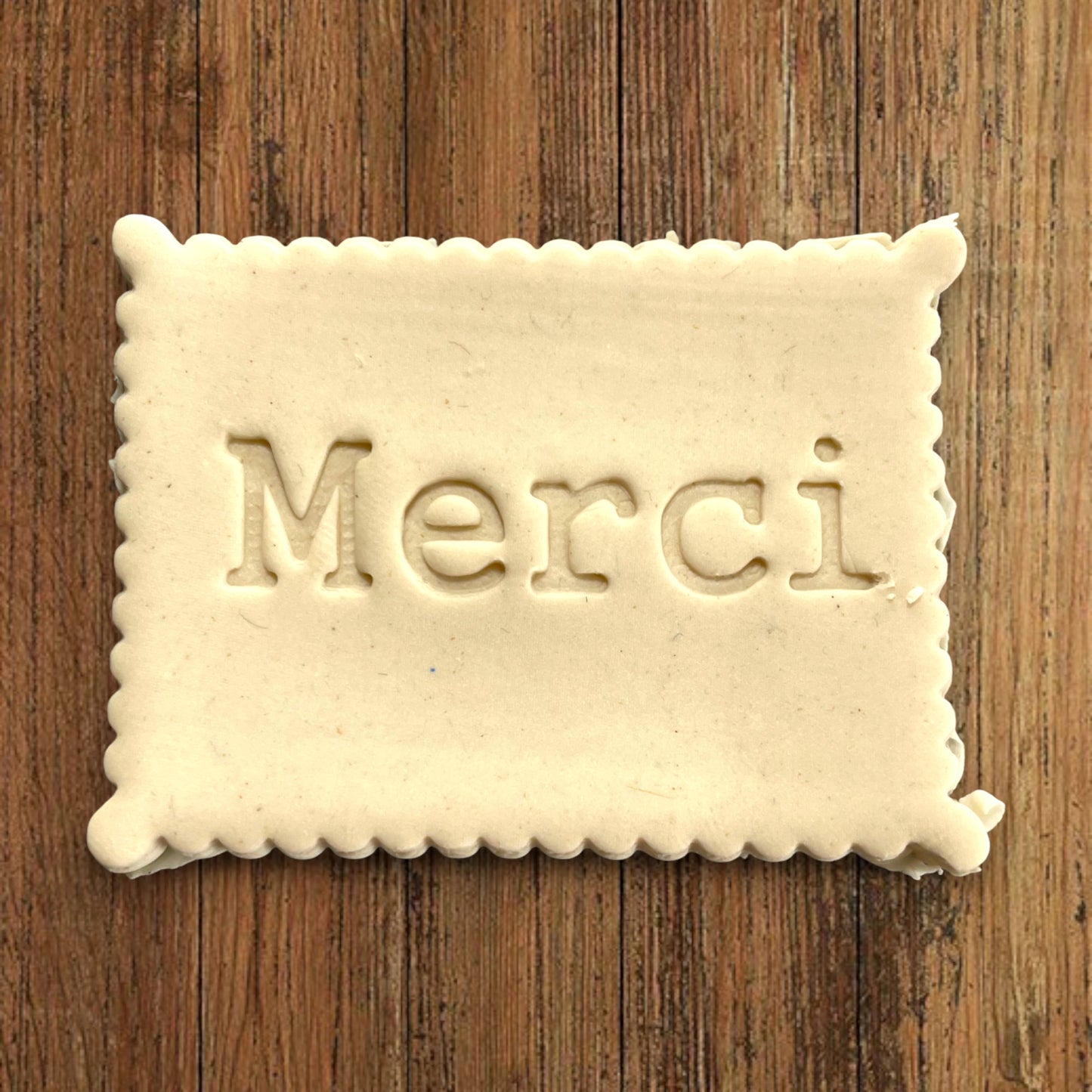 Emporte-pièce Merci  dim 7x5 pâte à sucre, pâte à modeler-Décoration gâteau-Fait maison-France 3D