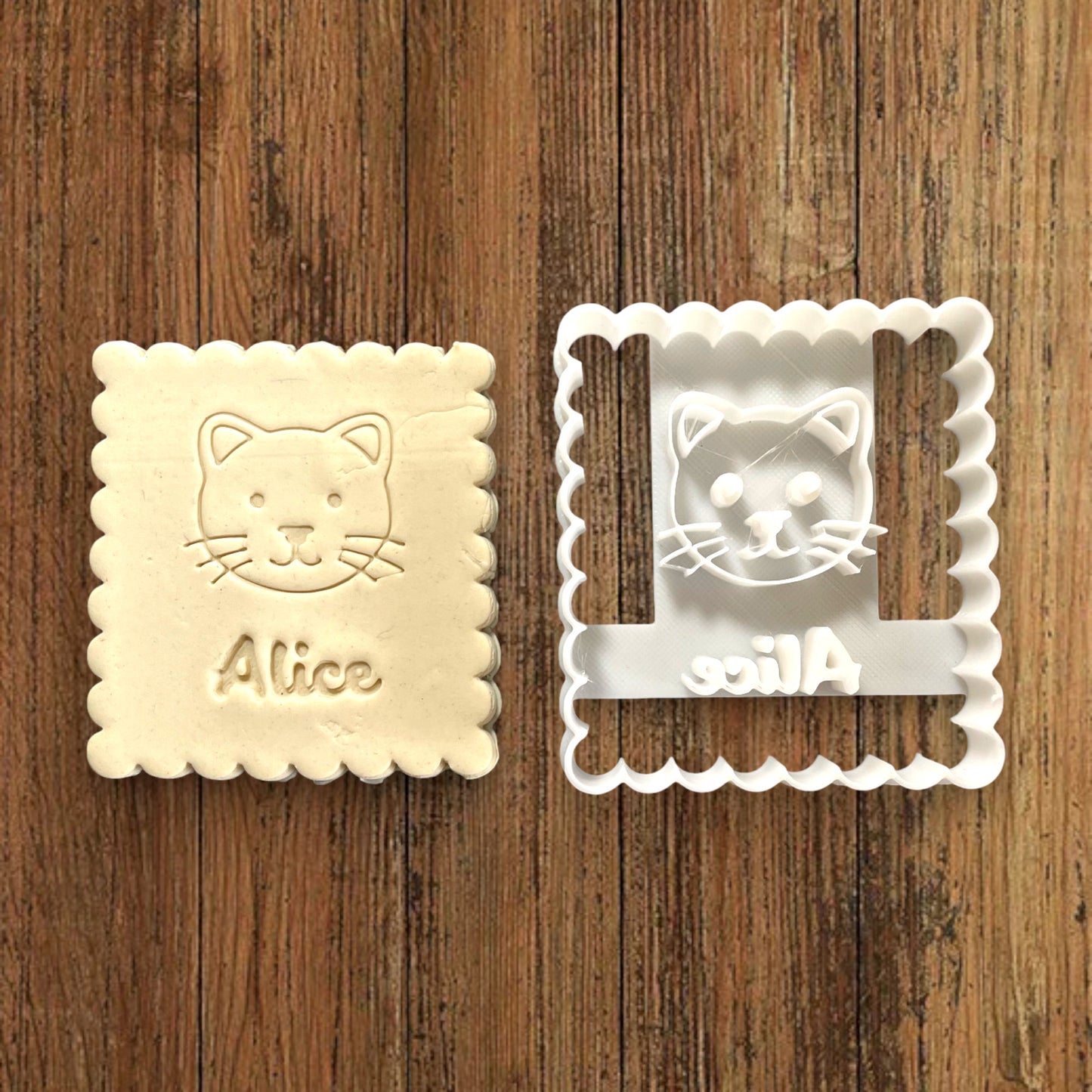 Emporte-pièce Animal Chat à personnaliser dim 7x6.5cm - biscuits sablés pâte à modeler-Décoration gâteau-Fait maison-France 3D
