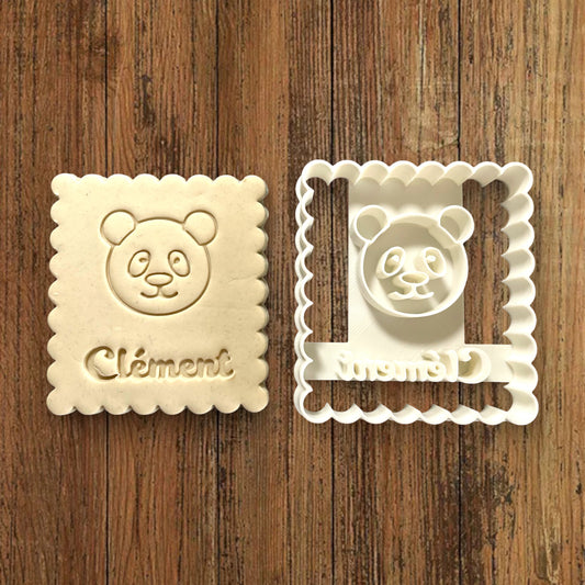 Emporte-pièce Animal Panda à personnaliser dim 7x6.5cm - biscuits sablés pâte à modeler-Décoration gâteau-Fait maison-France 3D