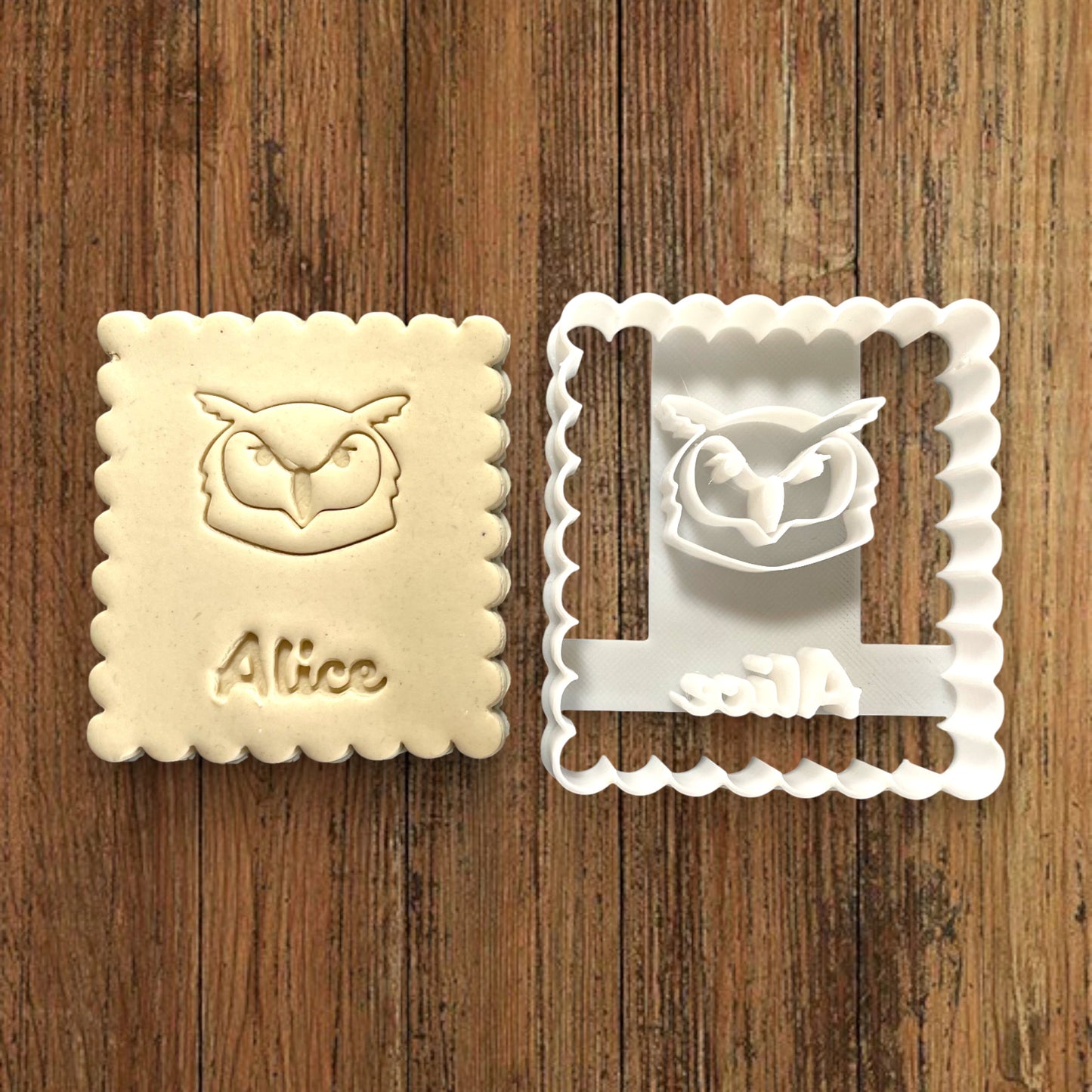 Emporte-pièce Animal Hibou à personnaliser dim 7x6.5cm - biscuits sablés pâte à modeler-Décoration gâteau-Fait maison-France 3D