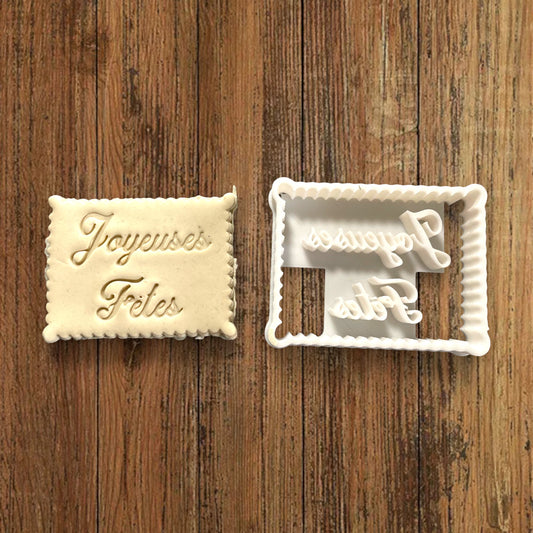 ELACE - Emporte-pièce Noël - Message Joyeuses Fêtes - Patisserie, sablé, biscuit, pâte à sucre, pâte à modeler-Décoration gâteau-France 3D