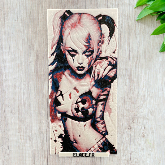 Marque Page artistique thème Harley Quinn - cadeau , collection ,livre - fait main - ELACE