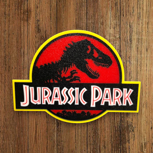 🦖 Plaque Murale 3D Jurassic Park dim 20x15cm - Logo Geek & Pop Culture