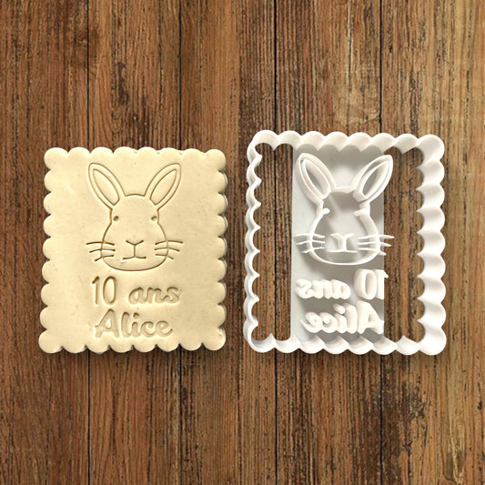 Emporte-pièce Animal Lapin à personnaliser dim 7x6.5cm - biscuits sablés pâte à modeler-Décoration gâteau-Fait maison-France 3D