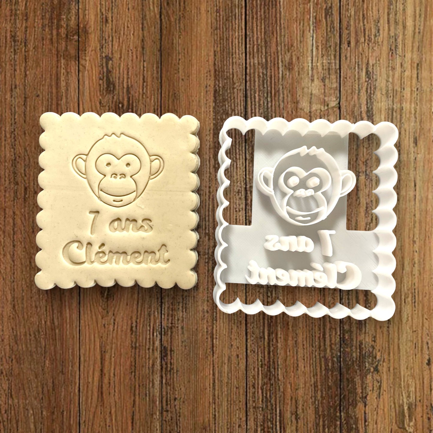 Emporte-pièce Animal Singe à personnaliser dim 7x6.5cm - biscuits sablés pâte à modeler-Décoration gâteau-Fait maison-France 3D