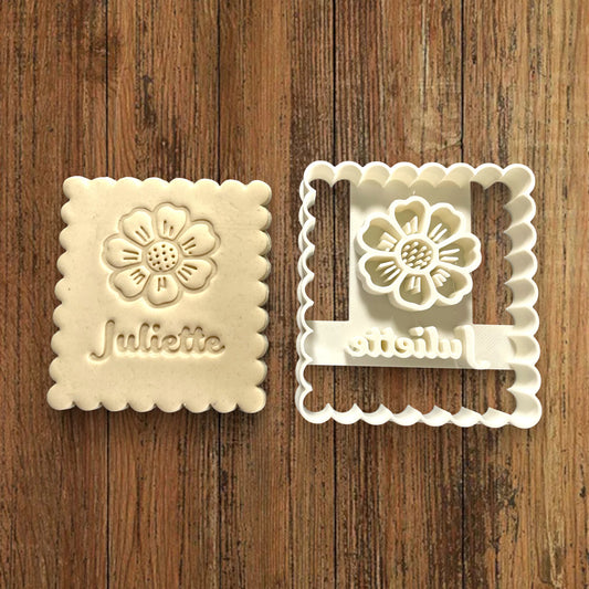 Emporte-pièce  Fleur à personnaliser dim 7x6.5cm - biscuits sablés pâte à modeler-Décoration gâteau-Fait maison-France 3D