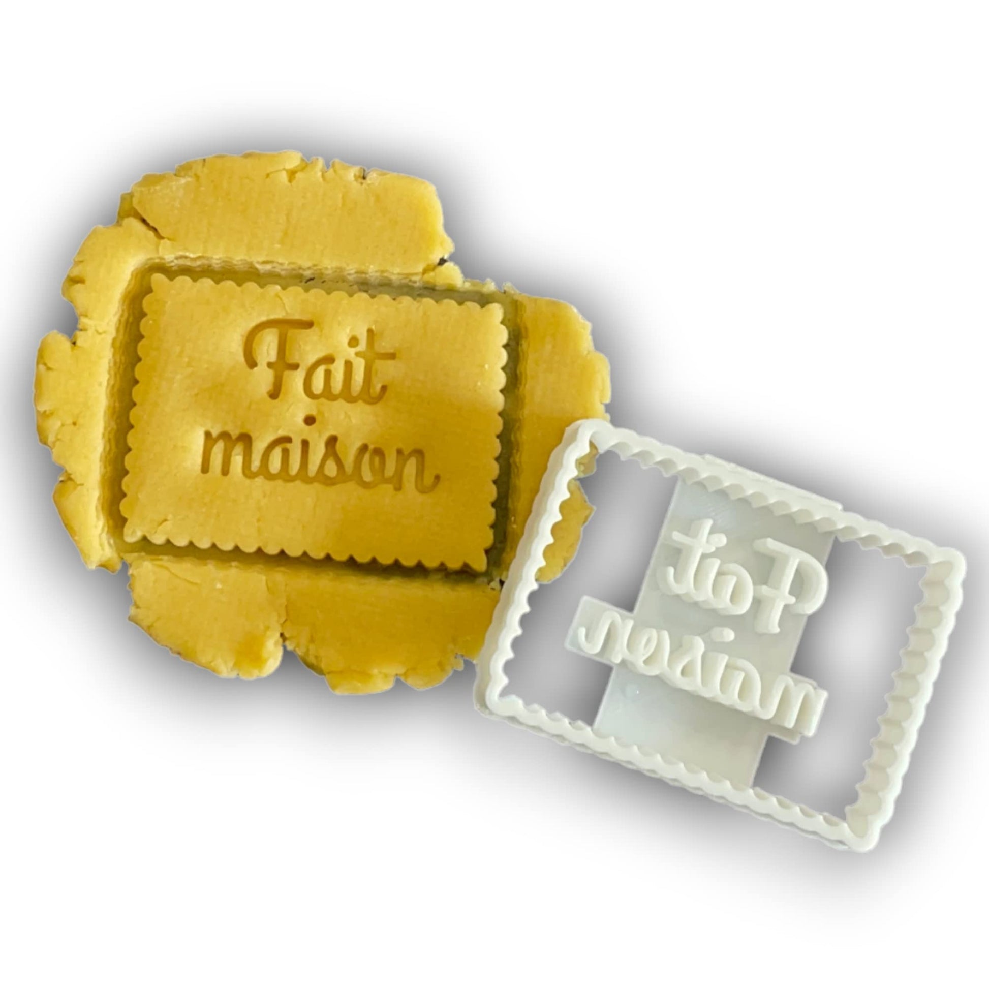 Emporte-pièce Forme biscuit petit beurre avec message FAIT MAISON