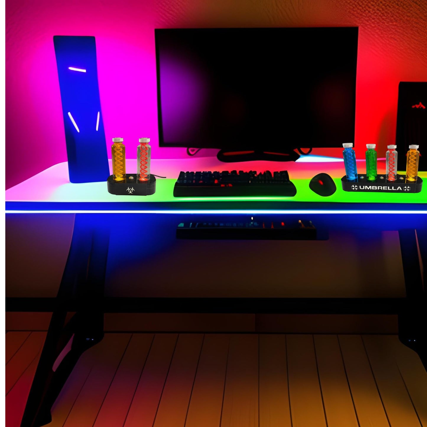 ELACE Présentoir pour fiole avec rétro éclairage LED du Logo Représentation d'un Virus pour Utilisation Fan Art Cosplay Collection