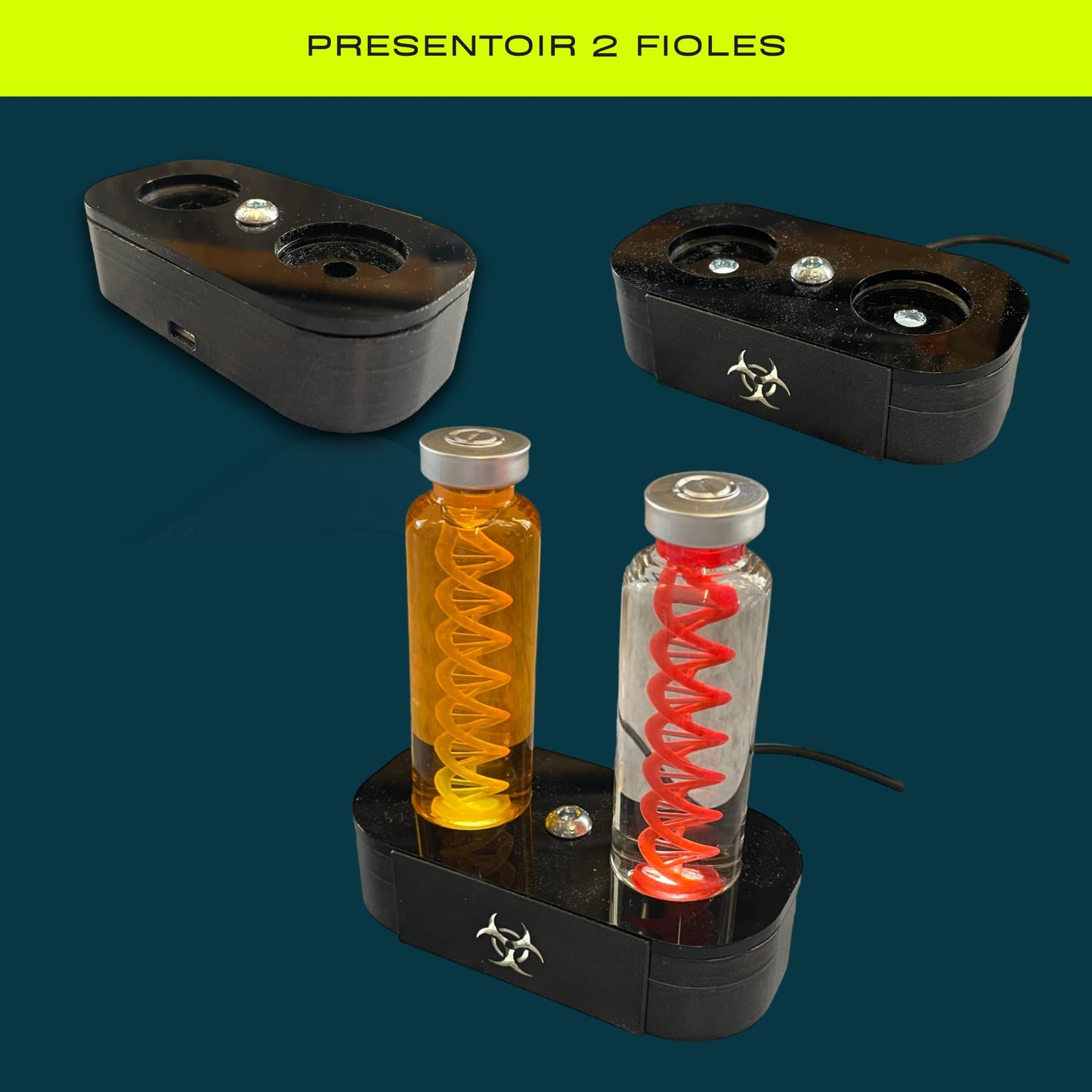 ELACE Présentoir pour fiole avec rétro éclairage LED du Logo Représentation d'un Virus pour Utilisation Fan Art Cosplay Collection