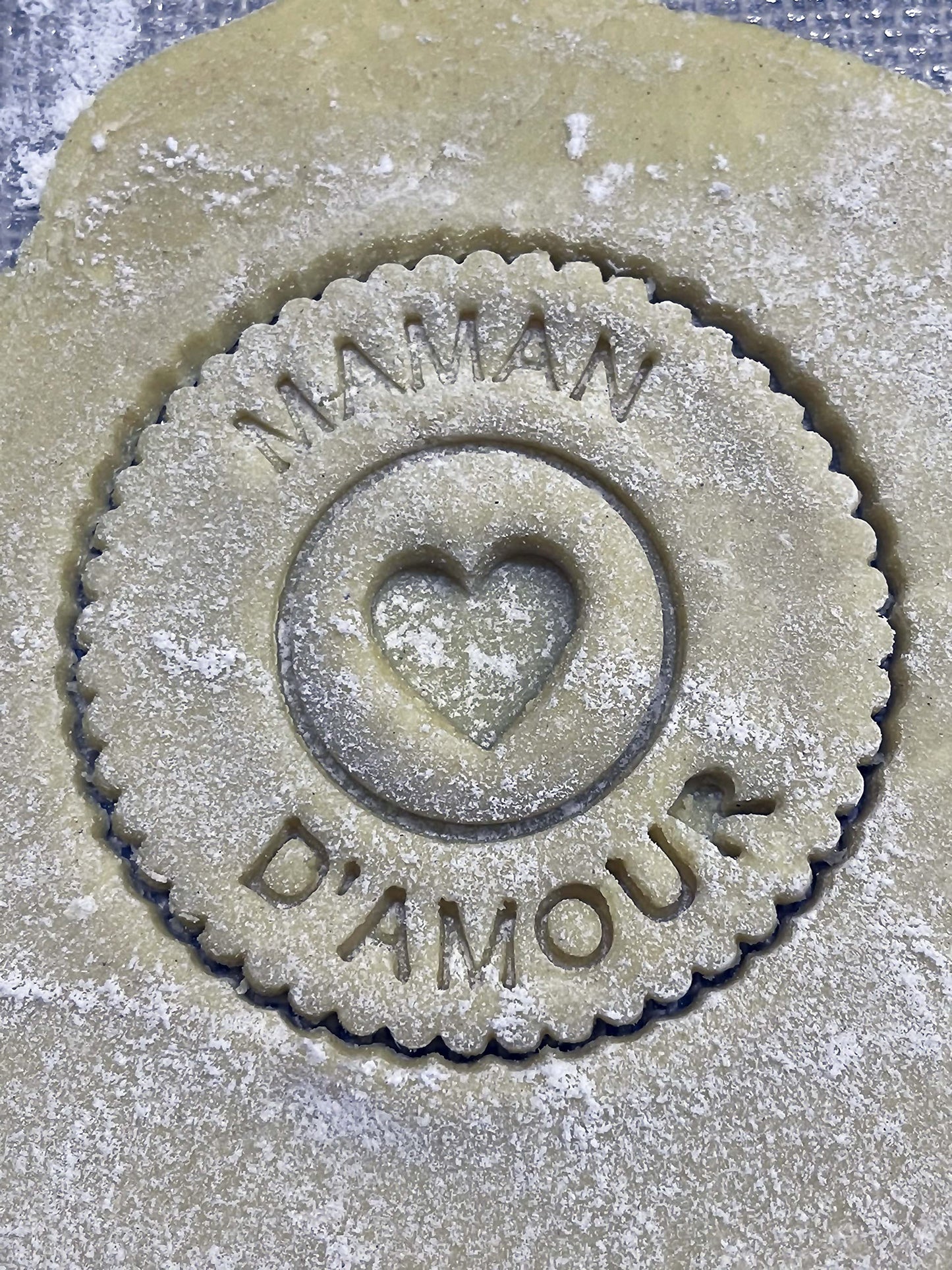 Emporte-pièce - Lot rond Papa d'maour + Maman d'amour - fête de pères des mères pâte à sucre, pâte à modeler-Décoration gâteau-Fait maison-France 3D