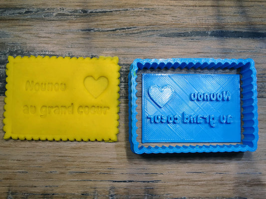 Emporte-pièce message Nounou au grand coeur Patisserie, sablé, biscuit, pate à  sucre, pate à  modeler-Décoration gateau-Fait maison ELACE