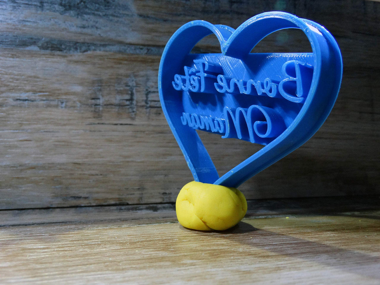 Emporte-pièce Coeur Bonne Fête Maman biscuit, pâte à sucre, pâte à modeler-Décoration gâteau-Fait maison-France 3D