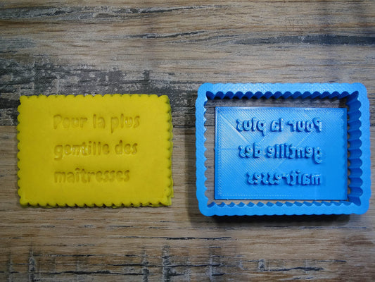 Emporte-pièce message Pour la plus gentille des maitresses Patisserie, sablé, biscuit, pate à  sucre, pate à  modeler-Décoration gateau- ELACE