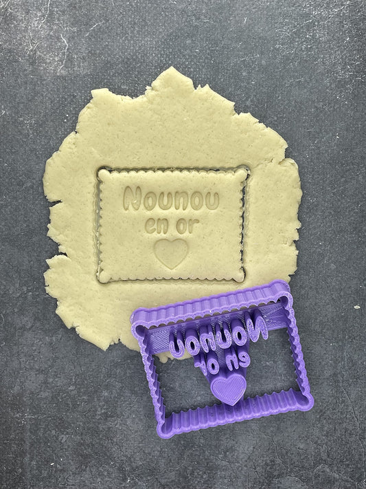 Emporte pièce - Nounou en or - Message - pour la réalisaton de biscuit sablé, patisserie, pate à sucre -Décoration gateau-Fait maison- ELACE