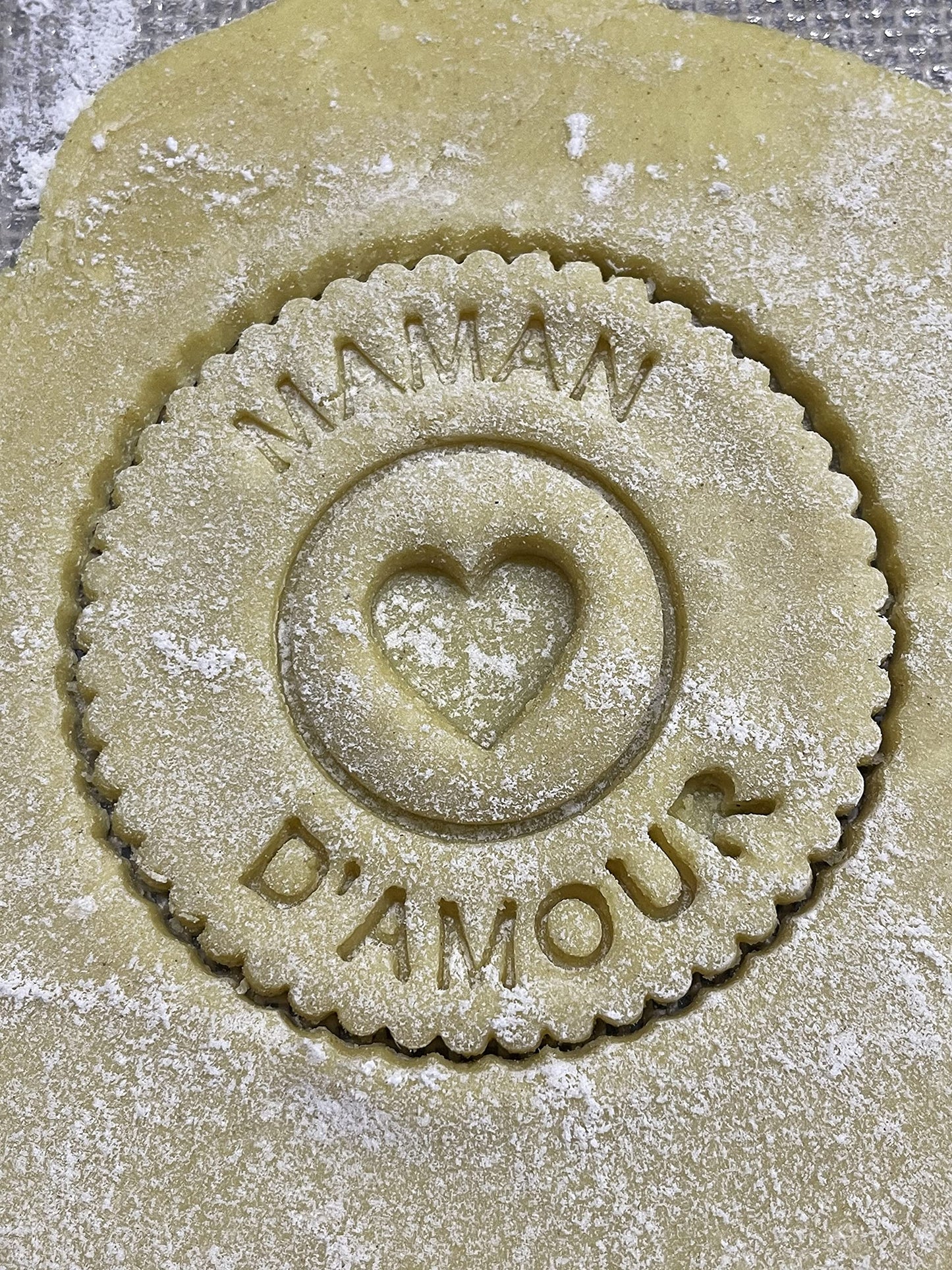 Emporte-pièce - rond Maman d'amour - fête de pères des mères pâte à sucre, pâte à modeler-Décoration gâteau-Fait maison-France 3D
